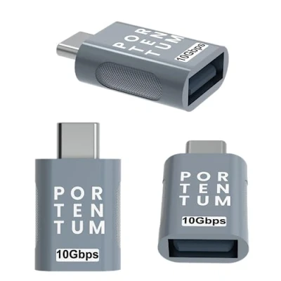 Image of PORTENTUM USB C to Adaptor 3.0 (3.1) Adapter with 10Gb Speed, Premium Zinc Body High Heat Resistance Type Weighing Only 5 Grams