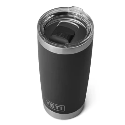 Image of YETI Rambler Tumbler, Vaccum Insulated Stainless Steel Tumbler with Magslider Lid, Black, 20 oz (591 ml)