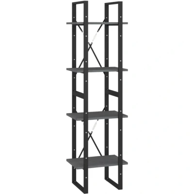 Image of vidaXL 4 Tier Book Cabinet Grey 40x30x140 cm Solid Pine Wood