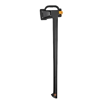 Image of Fiskars Splitting Axe XL, Solid, With protective cover, Non stick coated, Steel/Plastic and Glass fibre handle, Black/Orange, A26, Length: 92 cm, 2.6 kg, 1052043