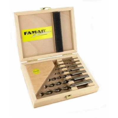 Image of FAMAG 1594510 10pcs HSS Ground Brad Point Drill Bit Set in Wooden Case