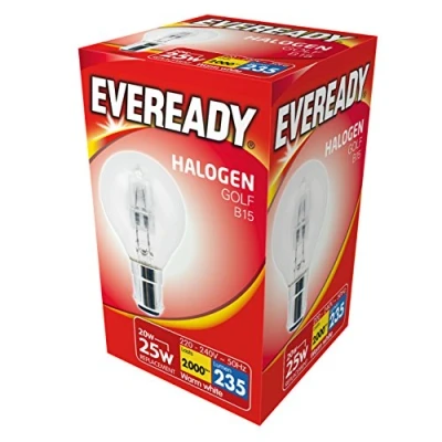 Image of Eveready ECO Halogen Golf 20W (25W Equivalent) B15 Cap Light Bulb, B15d, 20 W