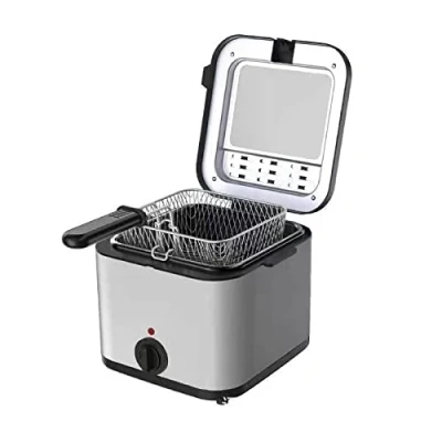 Image of PanHuiWen 2.5ltr Compact Deep Fryer Fryers with Oil Fat Internal Mesh Basket Safety Handle and Viewing Window Easy Clean