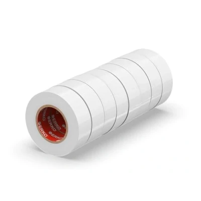 Image of ERKO electrical insulation tape White 19mm x 20m 8 pack for wires, High flexibility, adhesive strength tape, sealing Strong PVC