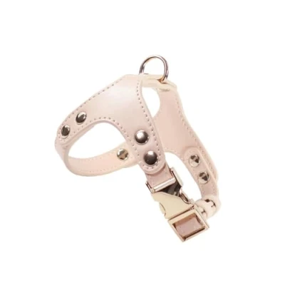Image of Record Dog Harness London Soft Faux Leather Size XS Circumference 23.5 31 cm Pink Practical Hook Ring and Metal Clip