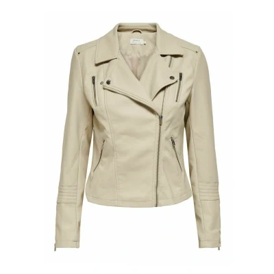 Image of ONLY Women&#039;s Onlgemma Faux Leather Biker OTW Noos Jacket, Silver Lining, 12