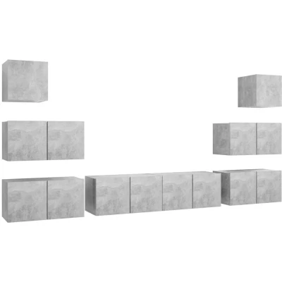 Image of vidaXL 8 Piece TV Cabinet Set Concrete Grey Engineered Wood