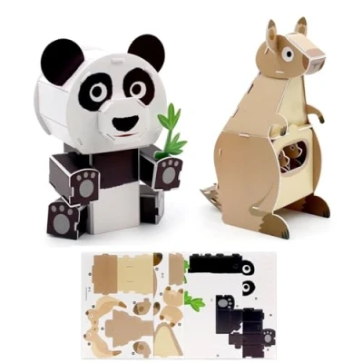 Image of Gifts for Kid, 3D Puzzles, Educational Kids Toys, Kangaroo and Panda Cartoon Puzzle Kids, Gift Boys Girls Christmas Day Halloween