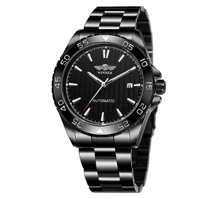 Image of FORSINING Men&#039;s Vintage Waterproof Automatic Sport Watch Stainless Steel Calendar Luminous Black Collection