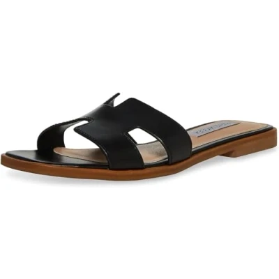 Image of Steve Madden Women&#039;s Hadyn Sandal, Black Leather, 7 UK