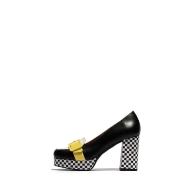 Image of Fly London Women&#039;s ELLO242FLY Pumps, Black/White/Lemon, 5 UK