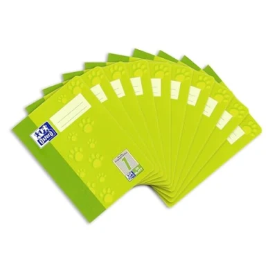 Image of Oxford 100050375 Exercise Book A5 Type 1 Page Ruling (School Year 1) 32 Sheets 90 g/m² Optic Paper Pack of 10 Light Green