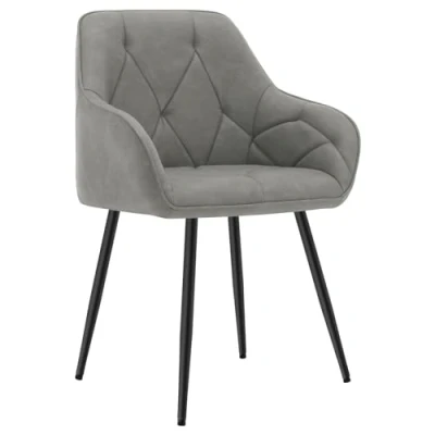 Image of WOLTU Dining Chair Kitchen Upholstered Living Room with Backrest, Armrests, Metal Legs, Ergonomic for Lounge, Office, Dressing Table Chair, Faux Leather, Dark Grey