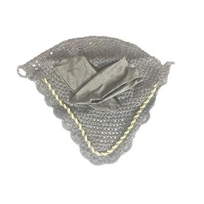 Image of Spire Horse Soft Crochet Breathable Cotton Ear Net Hood Protector Bonnets (Cob, Grey)