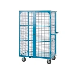 Image of Distribution Trolley Lockable Doors; Fixed/Swivel Castors; Steel; Blue