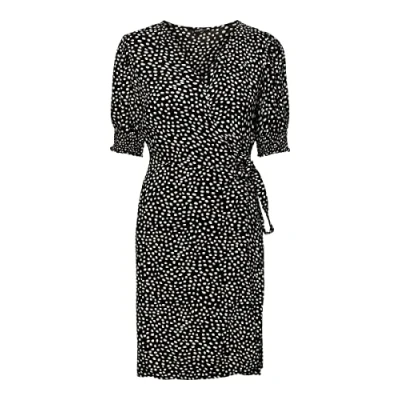 Image of PIECES Women&#039;s Pctala 2/4 Wrap Dress Noos Bc, Black/AOP: dot, L