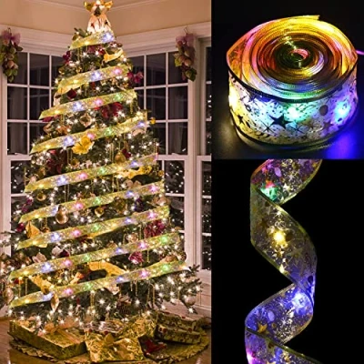 Image of VEYLIN LED Fairy Lights, 4M/13ft Christms Ribbon String Light Battery Operated for Xmas Tree Decor