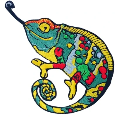 Image of Chameleon Common Colourful Clipart Gecko Iron on Sew Embroidered Patch