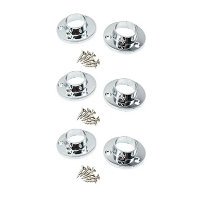 Image of Wardrobe Rail Locking End Socket Suit 25mm Diameter Polished Chrome Pack of 6