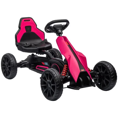 Image of HOMCOM Children Pedal Go Kart, Kids Ride On Race with Adjustable Seat, Swing Axle, Shock Absorption EVA Tyres, Handbrake, for Ages 3 8 Years, Pink