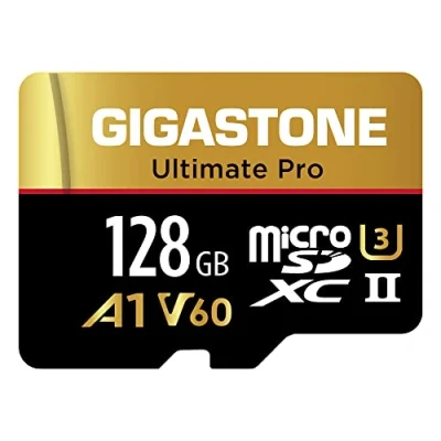 Image of [5 Yrs Free Data Recovery] Gigastone 128GB Micro SD Card, Ultimate Pro, MicroSDXC Memory Card for Camera, R/W up to 280/100 MB/s, UHS II U3 A1 V60 C10, with Adapter