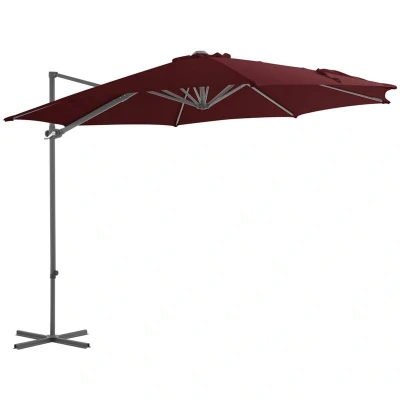 Image of vidaXL Cantilever Garden Parasol with Steel Pole Bordeaux Red 300 cm