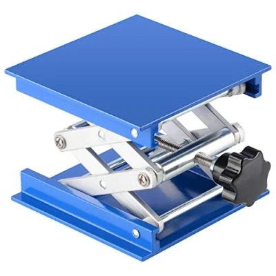Image of Labasics Lab Jack, 100x100 mm Anodized Aluminum Laboratory Support Jack Lift Table Top Deck Scissor Stand Platform with 5 KG Weight, 45 to 140 Range