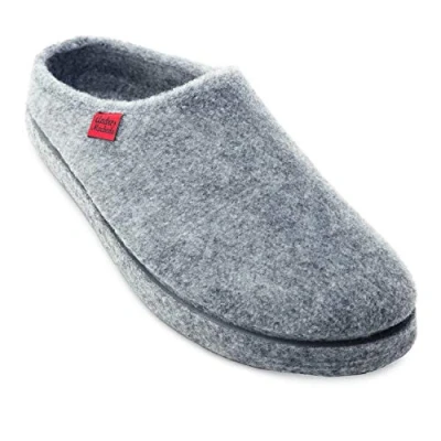 Image of Andrés Machado Unisex Home Slippers for Men &amp; Women Warm Winter Sliders AM001 Made of Cotton Anti Slip Rubber Outsole Grey Size UK 9.5 Men/10 Women/EU 46