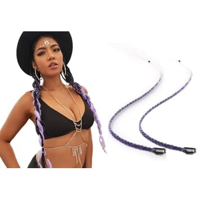 Image of Clip In Hair Extension Braids Dreadlocks Extensions, Box (Purple 1 Braid On A Clip)
