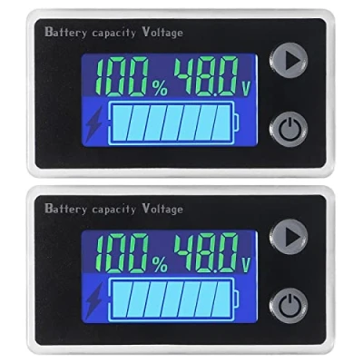 Image of 2PCS Battery Capacity Monitor 10 100V Gauge Meter Voltmeter with Temperature Display Digital Universal Tester Switch 12V 24V 36V 48V LCD Indicator