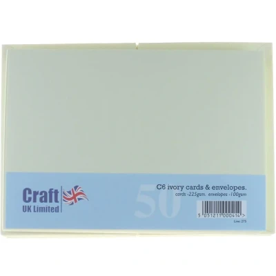 Image of Craft UK 50 Ivory Cards &amp; Envelopesc C6, 9 mm