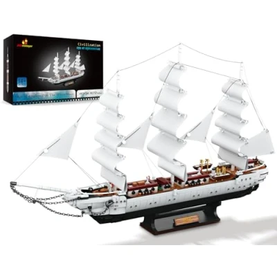 Image of JMBricklayer Pirate Ship Building Blocks Set 40104, White Swan Model Construction Toys, Collectible Kits, Birthday Gifts for Kids, Boys &amp; Girls (1672 Pieces)