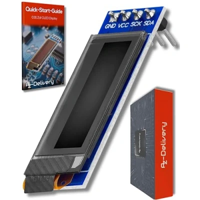 Image of AZDelivery I2C 0.91 inch OLED Display SSD1306 128x32 Pixels IIC 3.3V 5V White Character Compatible with Arduino and Raspberry Pi Including E Book!