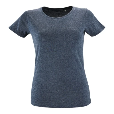 Image of SOLS Womens/Ladies Regent Fit Short Sleeve T Shirt (Heather Denim) Multicolour Size Small