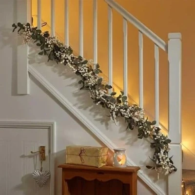 Image of Marco Paul Artificial hanging Wreath Christmas decorations Xmas Door Autumn Pinecones Baubles (6ft Winter Berry Garland)
