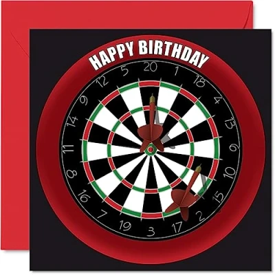 Image of Fun 30th Birthday Cards for Men Woman Dart Board Happy Card Dad Mum Son Daughter Brother Sister Uncle Auntie Cousin, 145mm x Sports Darts Bday Greeting