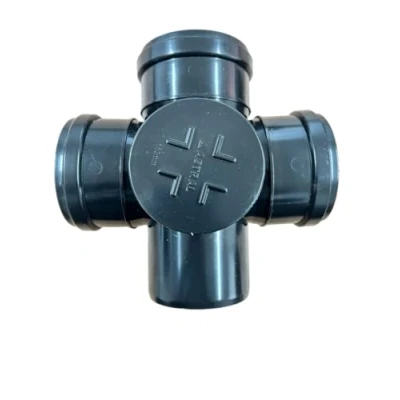 Image of 110MM Black Soil Waste Pipe and Ring Seal Fittings Push Fit Cross Branch Tee with Door