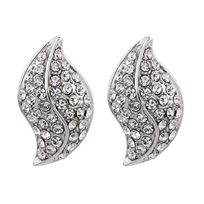 Image of Clip On Earrings Silver Plated Stud With Clear Crystals Willow S