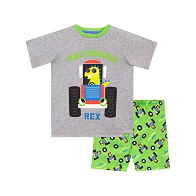 Image of Harry Bear Boys Short Pyjamas Tractor Dino Grey 5 6 Years