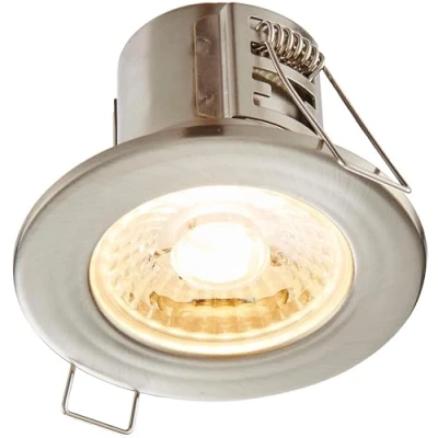 Image of SHIELDECO 4W Fire Rated Downlight Satin Chrome Finish Dimmable Recessed Energy Saving Cool White LED Ceiling Spotlight Push Fit IP65 for Bathroom, Shower, Kitchen, Lounge