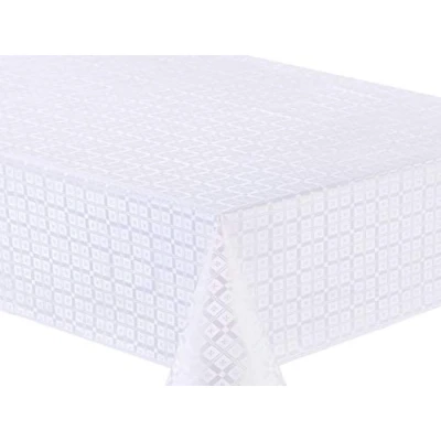 Image of Home Direct Embossed Rectangular Oilcloth PVC Wipe Clean Tablecloth Table Cover 140cm x 180cm 55x70 White