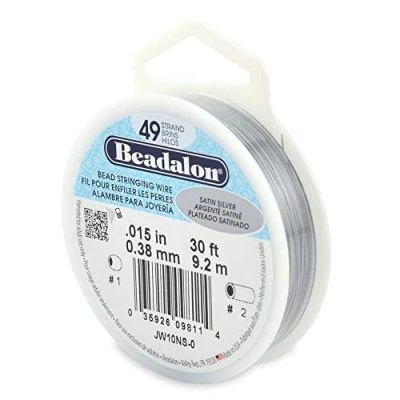 Image of Beadalon 0.38 mm Diameter 9.2 m Reel 49 Strand Wire, Satin Silver