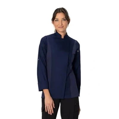 Image of Chef Works Women&#039;s Hartford Coat, Navy, XL