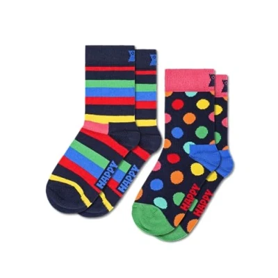 Image of Happy Socks Unisex Baby 2 Pack Stripe Socks, Blue, 1/2 Years EU (2er Pack)