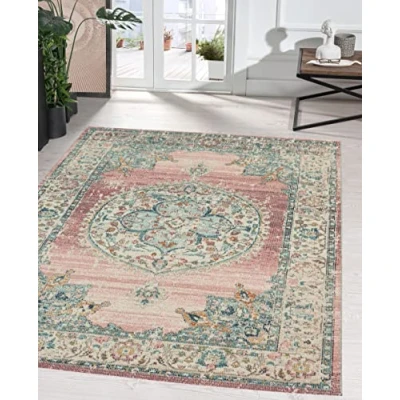 Image of the carpet Palma Robust Outdoor Rug, Modern Design, Weatherproof and UV Resistant, for Balcony, Patio Conservatory, But Also Suitable Kitchen or Dining Room, Pink, 240 x 340 cm