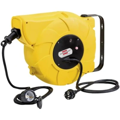 Image of Brennenstuhl 1241000 Enrollacables carrete automático H07RN F3G1,5 con de 9+2 m Cable Reel Automatic IP44, Multi Coloured, 37,4 x 28 14,2 cm