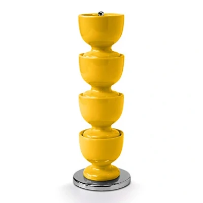 Image of Zeal G277M Melamine Stack and Store Egg Cups/Holders, Set of 4 with Chrome Storage Carry Stand Mustard