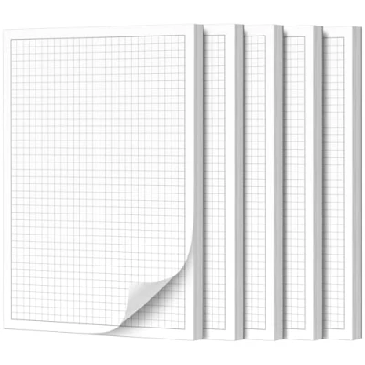 Image of Fantastino® A5 Notepad Squared Pack of 5, 250 Sheets (50 per Pad) 90 g/m² Premium Paper. Small Notepads, with Margin, Writing Pad, Tear Off Notes for Office, Home, School, University