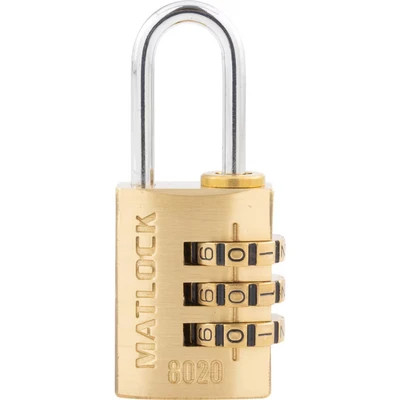 Image of Matlock 3 Dial Brass Combination Padlocks 20mm