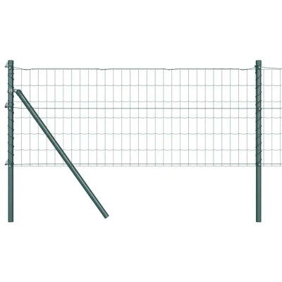 Image of vidaXL Euro Fence with 7 Posts 0.4x10 m Galvanised Steel Green
